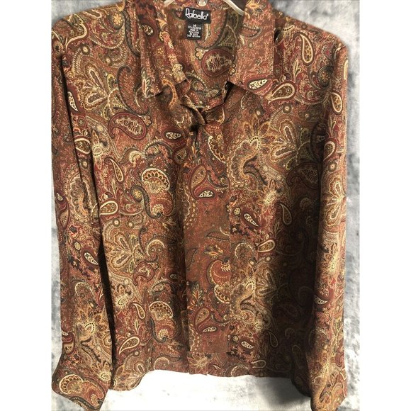 Rafaella Womens Pasel Blouse14 Button Up Blouse Long Sleeve Front Tie - Picture 11 of 13